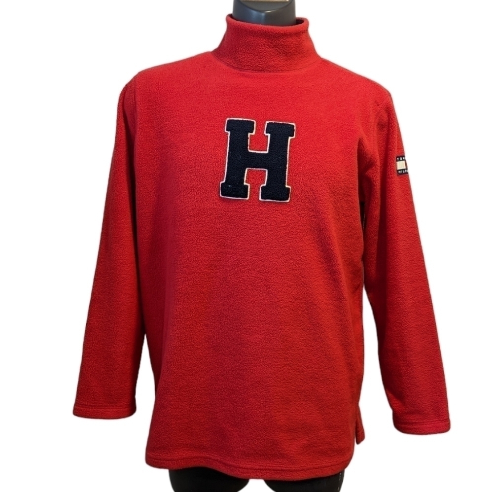 2/$20 Vintage Tommy Hilfiger red fleece sweater large